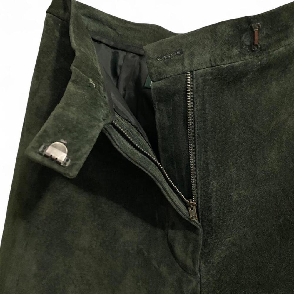 Ralph Lauren green 100% leather suede trousers Size 8 EUC - Picture 3 of 6